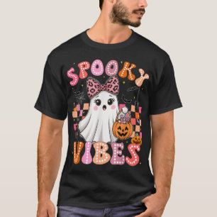 Groovy Spooky Vibes Cute Boo Ghost Halloween  T-Shirt