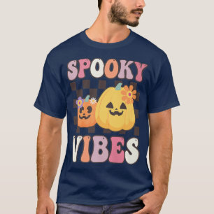 Groovy Spooky Vibes Vintage Pumpkin Hippie Hallowe T-Shirt