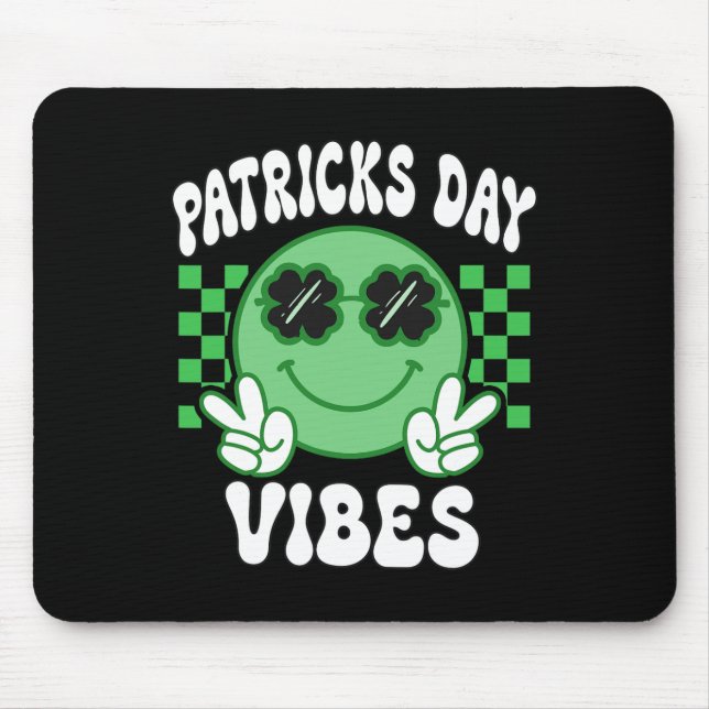 Groovy St Patricks Day Vibes Retro St Patrick's Da Mouse Pad (Front)