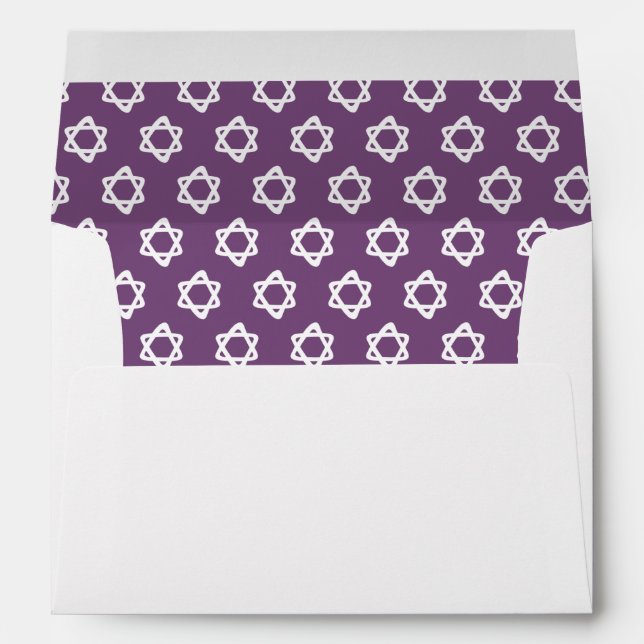 Groovy Star of David Jewish Bar Bat Mitzvah Purple Envelope (Back (Bottom))