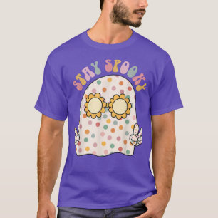Groovy Stay Spooky Cute Ghost Floral Glasses Funny T-Shirt