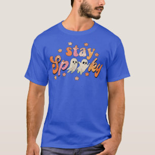 Groovy Stay Spooky Vibes Retro Floral Ghost Funny T-Shirt