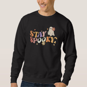 Groovy Stay Spooky Vibes Retro Floral Ghost Hippie Sweatshirt