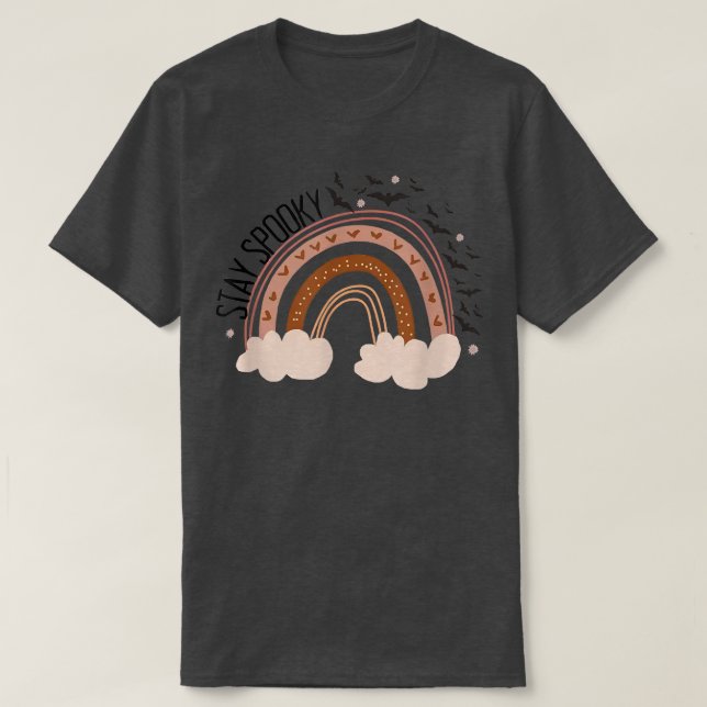 Groovy Stay Spooky Vibes Retro Rainbow Hippie Hall T-Shirt (Design Front)