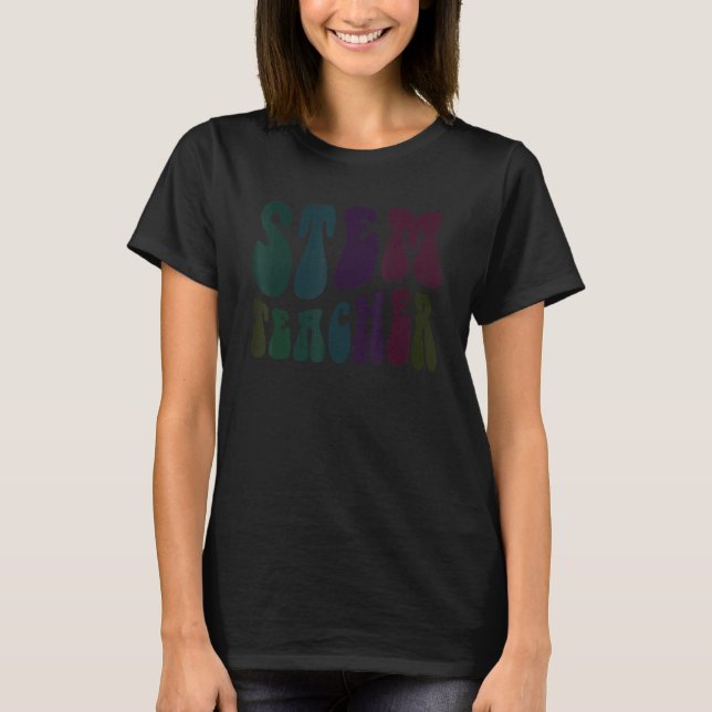 Groovy STEM TEACHER Retro Technology Crew STEM Squ T-Shirt (Front)
