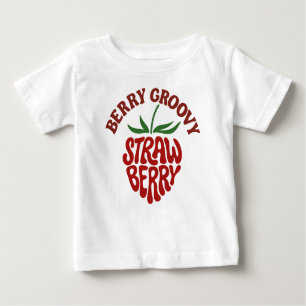 Groovy Strawberry Retro 70s Vibes Baby T-Shirt