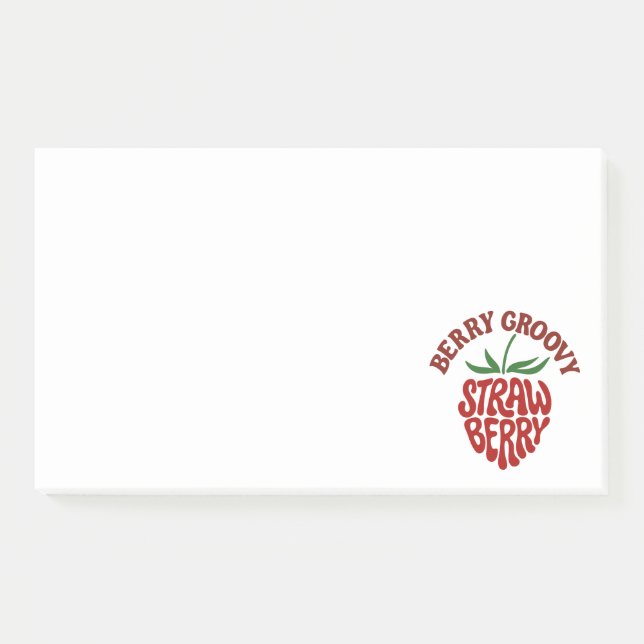 Groovy Strawberry Retro 70s Vibes Post-it Notes (Front)