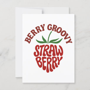 Groovy Strawberry Retro 70s Vibes Postcard