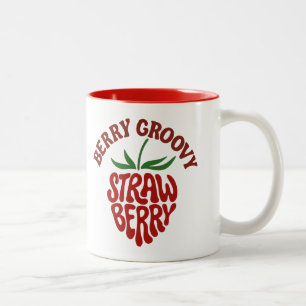 Groovy Strawberry Retro 70s Vibes Two-Tone Coffee Mug