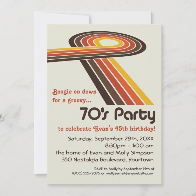 Groovy Stripes 70s Party Invitation (Front)