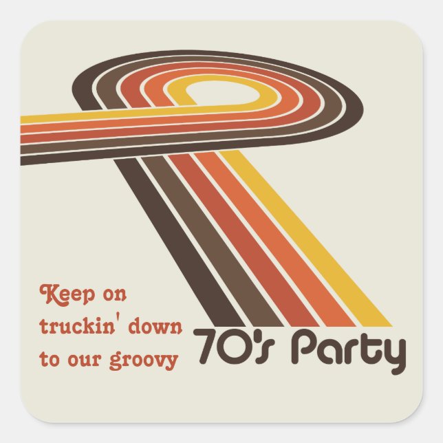 Groovy Stripes 70s Square Sticker (Front)