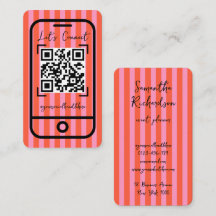 Groovy Stripes Cherry Pink Handwritten QR Code