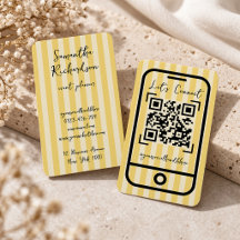 Groovy Stripes Yellow Handwritten QR Code