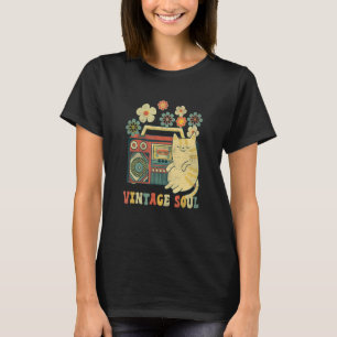 Groovy Style Cat Soul Retro Flowers Wildflower T-Shirt
