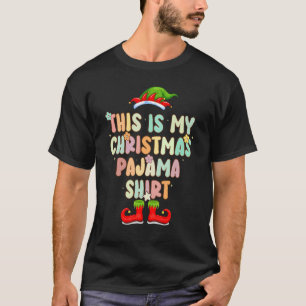 Groovy Style Elf Hat Pajama Christmas T-Shirt