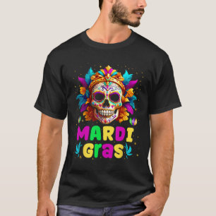 Groovy Sugar Skull Jester Costume Mardi Gras Men W T-Shirt