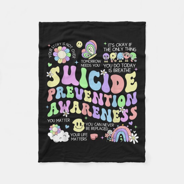 Groovy Suicide Prevention Awareness Mental Health  Fleece Blanket (Front)