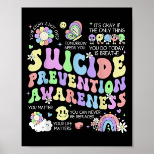 Groovy Suicide Prevention Awareness Mental Health  Poster