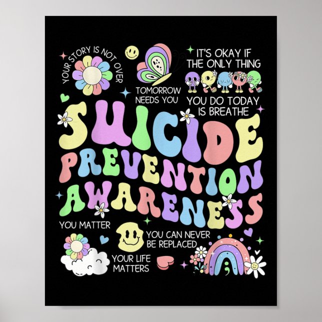 Groovy Suicide Prevention Awareness Mental Health  Poster (Front)