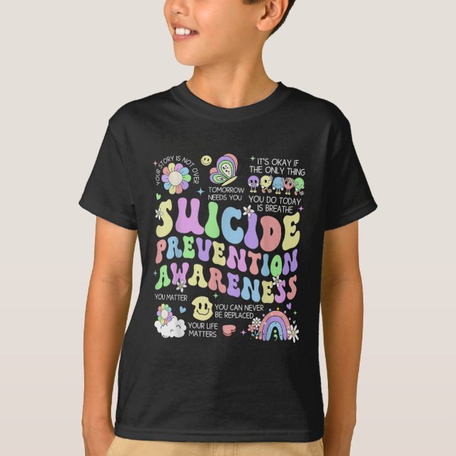 Groovy Suicide Prevention Awareness Mental Health  T-Shirt (Front)
