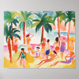 Groovy Summer Beach Vibes in Watercolor Poster
