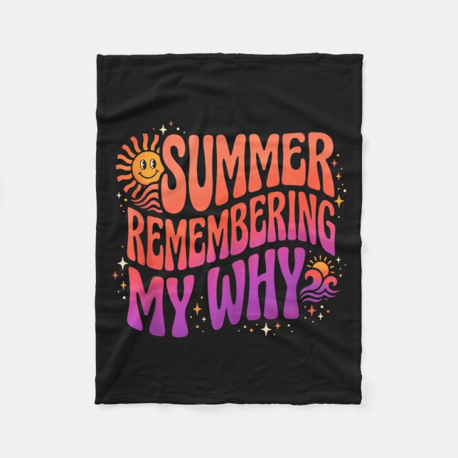 Groovy Summer Remembering My Why 70s Smiling Sun Fleece Blanket (Front)