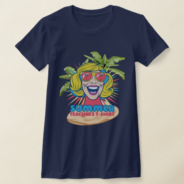 Groovy Summer Vibes Smiley Tee for Teachers (Laydown)