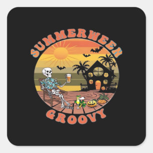 Groovy Summerween For Refreshing Heat Classic Square Sticker