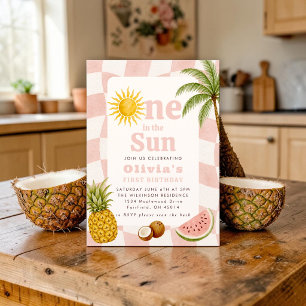 Groovy Sun & Tropics First Birthday Party  Invitation