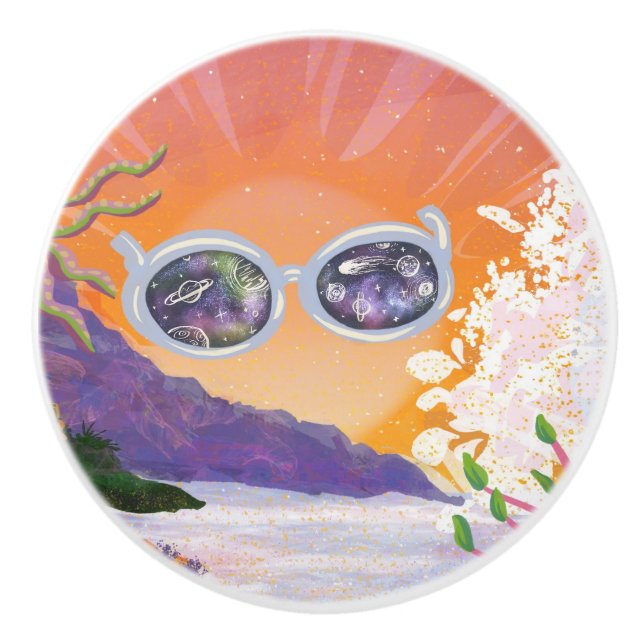 Groovy Sunset Ceramic Knob (Front)