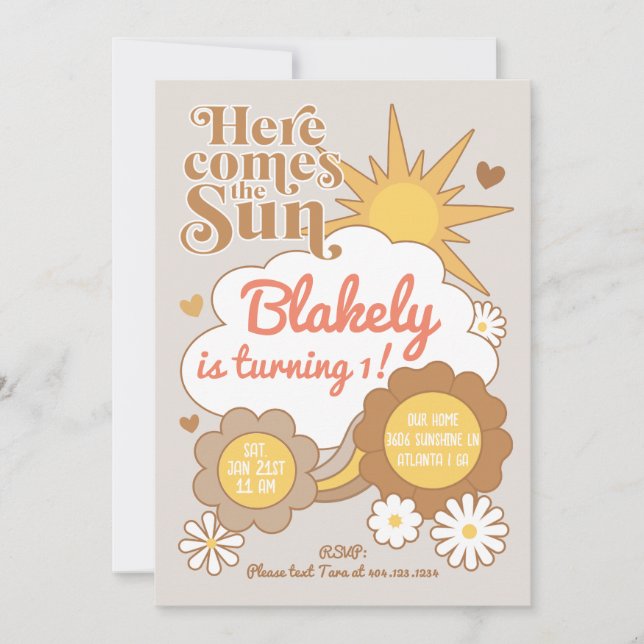 Groovy Sunshine Birthday Invitation (Front)