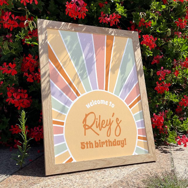 Groovy Sunshine Girl Birthday Party Welcome Sign (Creator Uploaded)