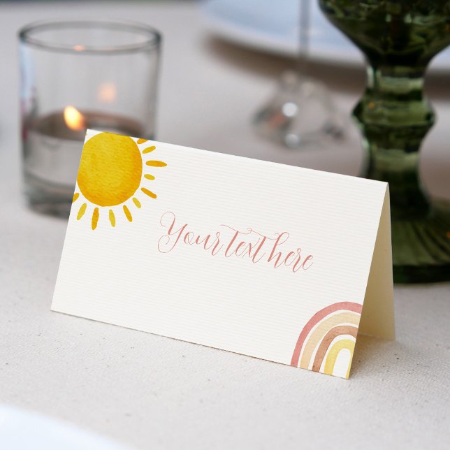 Groovy Sunshine Rainbow Place Card Birthday Party (Creator Uploaded)