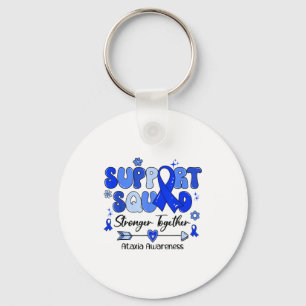 Groovy Support Squad Blue Ribbon Ataxia Awareness Key Ring