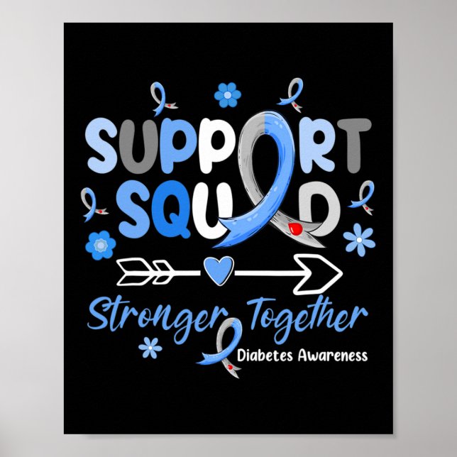 Groovy Support Squad Blue Ribbon Diabetes Awarenes Poster (Front)