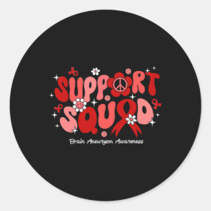 Groovy Support Squad Brain Aneurysm Awareness  Classic Round Sticker