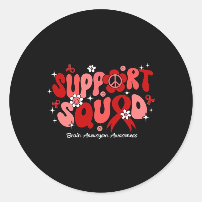 Groovy Support Squad Brain Aneurysm Awareness  Classic Round Sticker (Front)