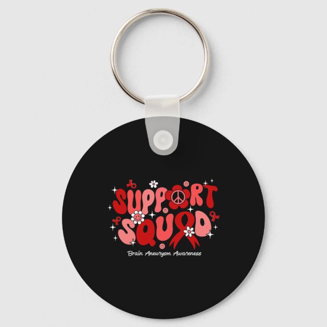 Groovy Support Squad Brain Aneurysm Awareness  Key Ring (Front)