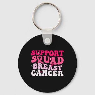 Groovy Support Squad Breast Cancer Awareness White Key Ring
