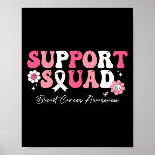 Groovy Support Squad Breast Cancer Awareness White Poster