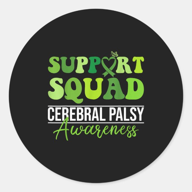 Groovy support squad cp awareness month support classic round sticker (Front)