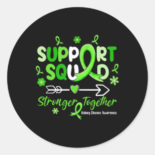 Groovy Support Squad Green Ribbon Kidney Disease A Classic Round Sticker