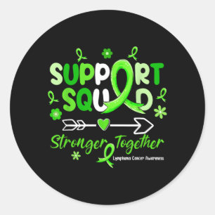 Groovy Support Squad Green Ribbon Lymphoma Cancer Classic Round Sticker