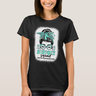 Groovy Support Squad Messy Bun Addiction Recovery T-Shirt