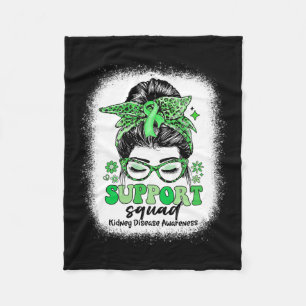 Groovy Support Squad Messy Bun Kidney Disease Fleece Blanket