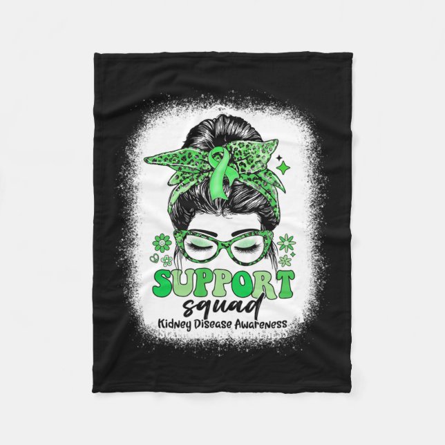 Groovy Support Squad Messy Bun Kidney Disease  Fleece Blanket (Front)