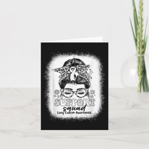 Groovy Support Squad Messy Bun Lung Cancer Awarene Card