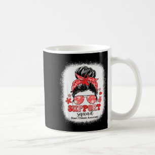 Groovy Support Squad Messy Bun Red Ribbon Heart Di Coffee Mug