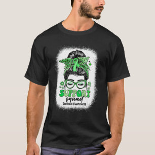 Groovy Support Squad Messy Bun Scoliosis Awareness T-Shirt