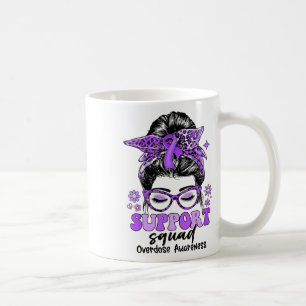 Groovy Support Squad Messy Bun Women Overdose Awar Coffee Mug
